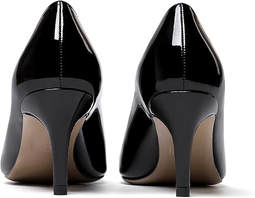 Miniatura 4 de WAYDERNS Zapatos de tacón medio de charol sólido para mujer, con puntera puntiaguda, 2.5 pulgadas