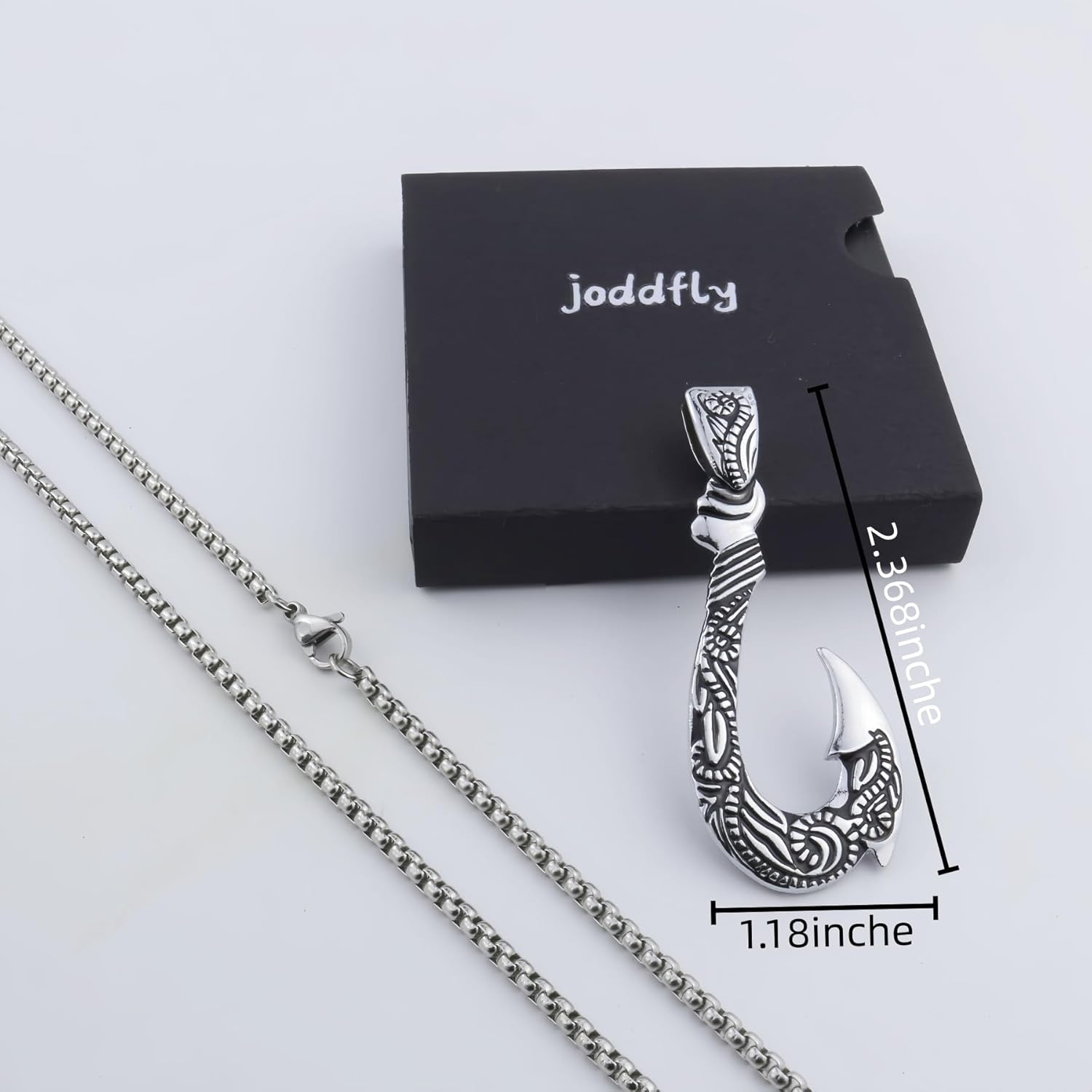 Gothic fish hook alloy pendant stainless steel necklace, 24 inches, men's - Image 4