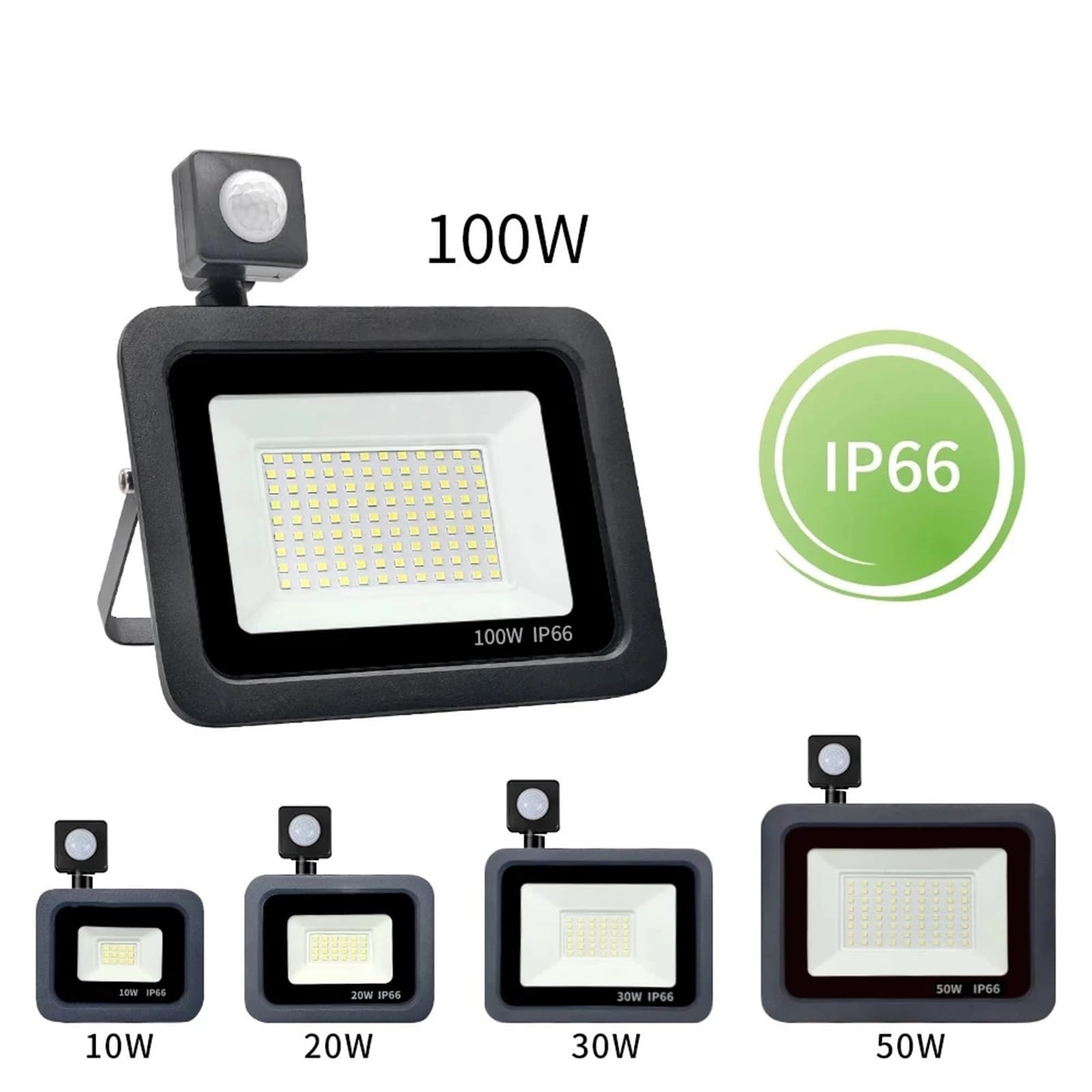 Reflektor zewnętrzny, Led Floodlight Outdoor Projector Lamp Spotlight With Motion Sensor 10W 20W 30W 50W 100W Waterproof Ip66 Security(100W)