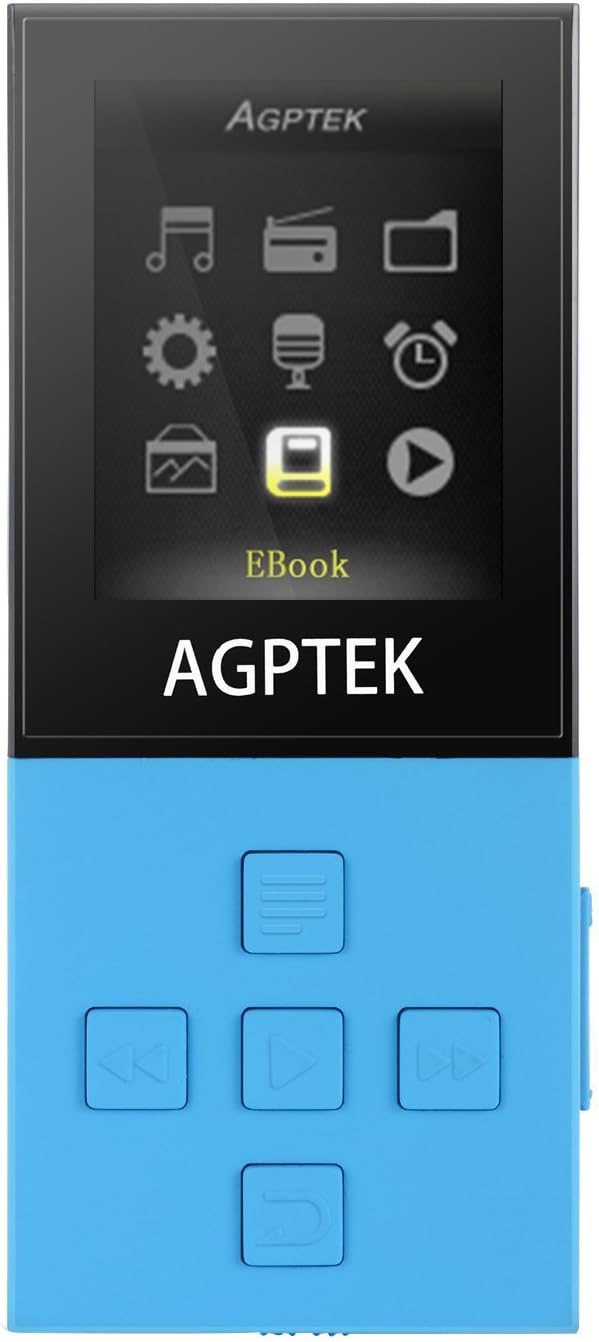 AGPtEK A18 8GB Sport Bluetooth MP3 Player&50 Hours Playback Lossless Sound Music Player (Supports up to 64GB), Blue
