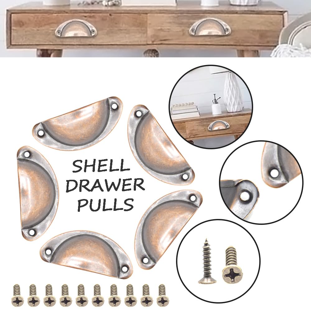 16 Maniglie Vintage A Conchiglia Per Cassetti E Mobili - Stile Retrò In Bronzo Per Cucina E Armadi - Foto 12