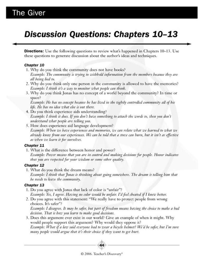 Teacher's Discovery Guida al romanzo del donatore
