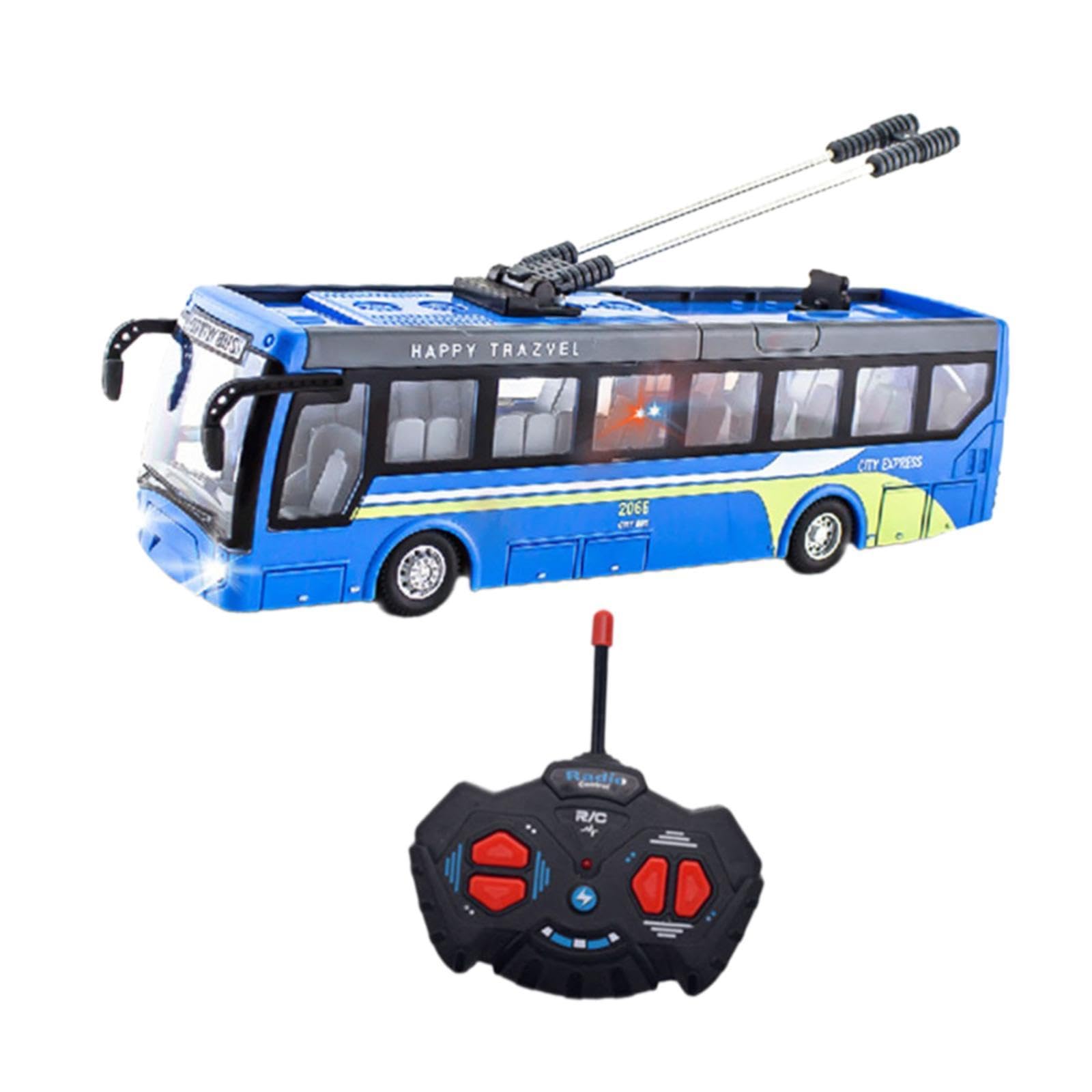 Ferngesteuerter Spielbus 1:32 27 MHz, Türen Zum Öffnen, Modell für Kinder, Jungen, Ferngesteuerter Schulbus, Blau Kurz