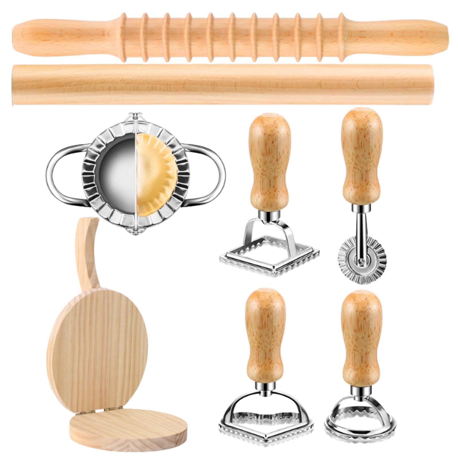 Rouleau Et Coupe-Pâtes En Bois Set À Spaghetti | Cuisine Accessoires De Pâtisserie Polyvalents Pour Fournitures De Cuisine Maison Et Restaurant Desserts Wontons Tartelettes
