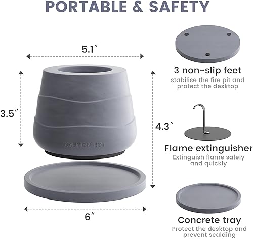 Miniatura 4 de Kante Hoguera de mesa chimenea portátil chimenea con alcohol para frotar hoguera interior hoguera de mesa mini hoguera portátil para exteriores