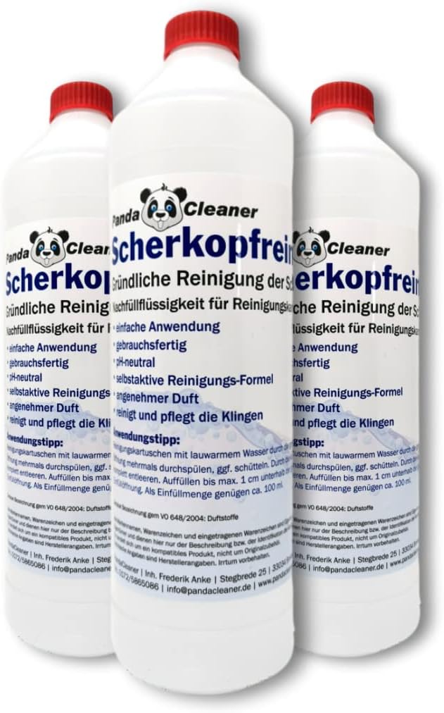 Pandacleaner Scraping Cleaner, 1000, 2000, 3000 ml, refill liquid for cleaning cartridges, suitable for Braun CCR and commercial cartridges