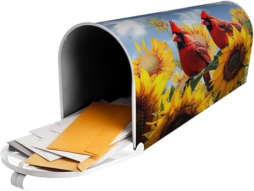 Miniatura 130 de Winter Cardinal Birds - Funda magnética para buzón, tamaño estándar de 25.5 x 21 pulgadas, diseño de pájaros rojos navideños para buzón