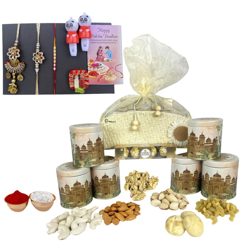 Image of NUTRI MIRACLE Rakhi Celebration Hamper with Nutty and Chocolate Bars | Engagement Gift Basket with Roasted Dry Fruits and Chocolates