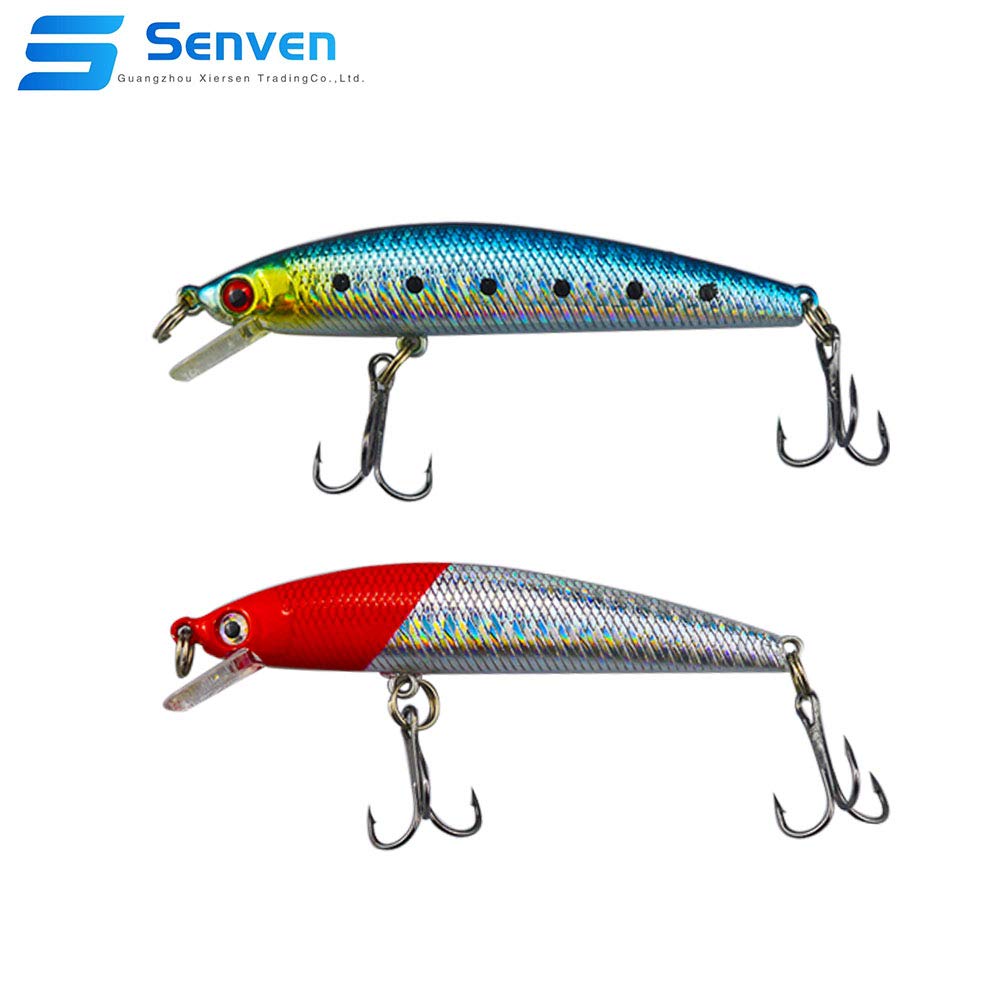 Senven Esche Artificiali Minnow Lures Hard Baits Crank Abs For Bass Fishing Tackle, esca pesca in mare e acqua dolce, rigida bionica - 8Pcs