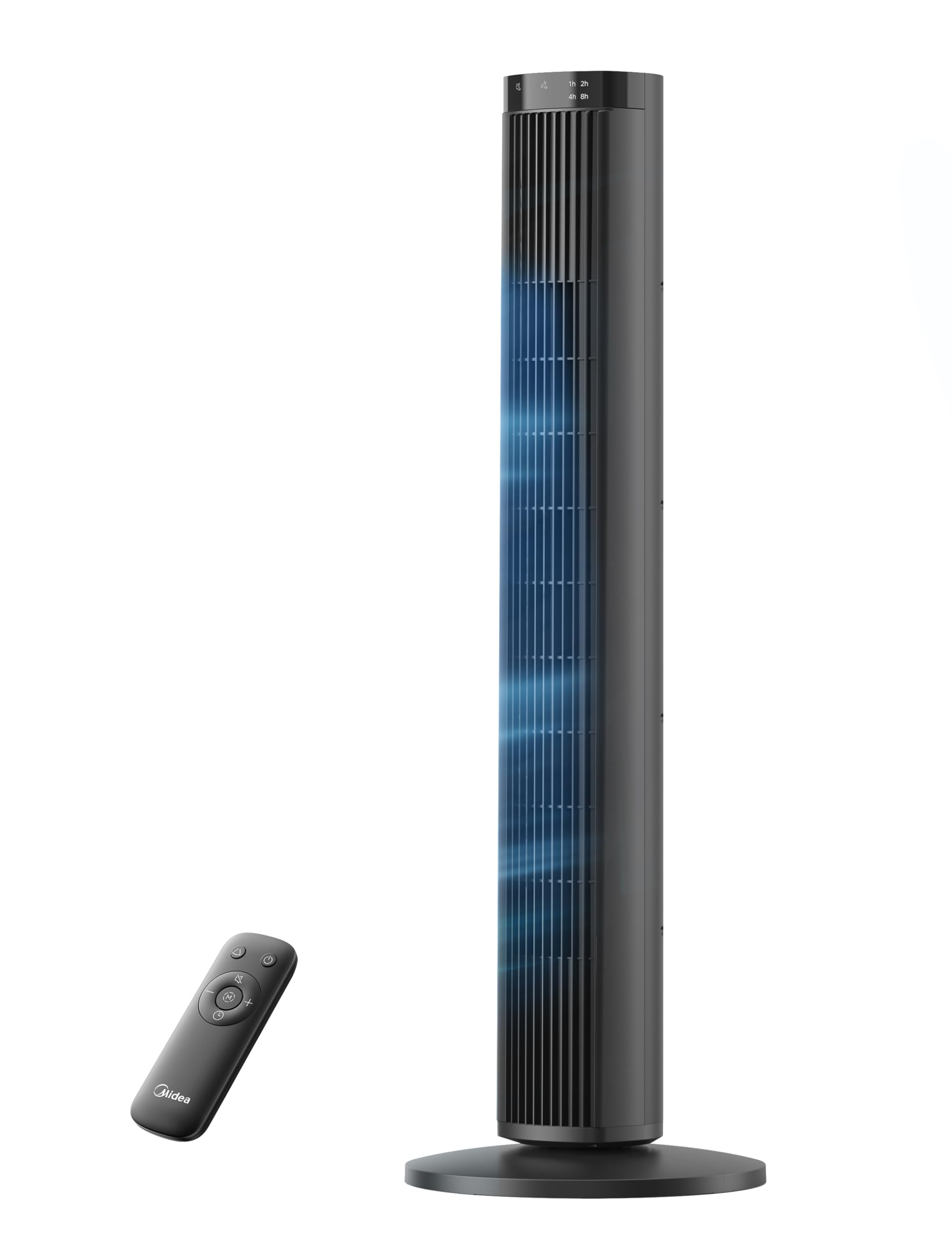 Midea Turmventilator mit Fernbedienung FZ10-26MR(BL), 97 cm, 33 dB leise, 90° Oszillation, 15H Timer, LED Display, 4 Geschwindigkeiten & 4 Modi, für Schlafzimmer & Büro, Schwarz