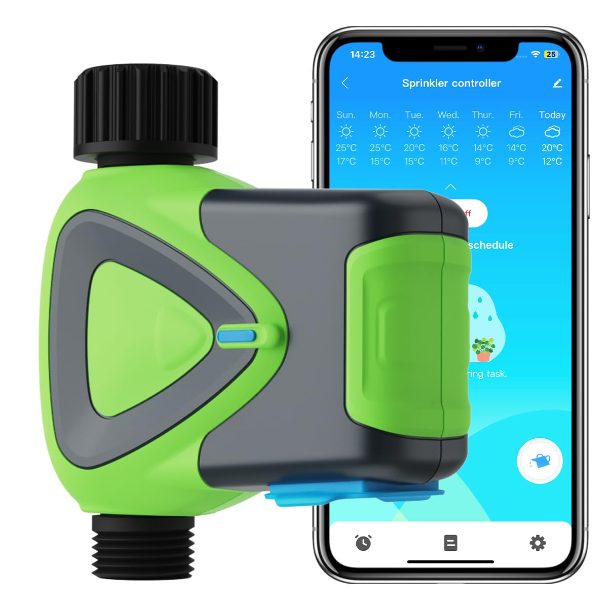Wasser-Timer für Gartenschlauch, 2,4-GHz-WiFi-Smart-Schlauch-Sprinkler-Timer mit Tuya/Smart Life App, GreenVation Pflanzensystem zur automatischen Bewässerung für den Außenbereich (WiFi-Lösung)