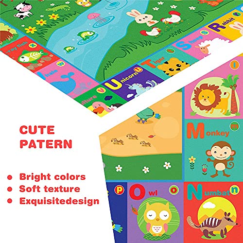 Beetoy Baby Play Mats For Floor Crawling Mat Baby Play Rug Foldable Non-Slip Large Super Soft Extra Thick Plush Surface Animal Alphabet Play Mat For Baby (59 * 44 Inch, 6Mm) #TOP2