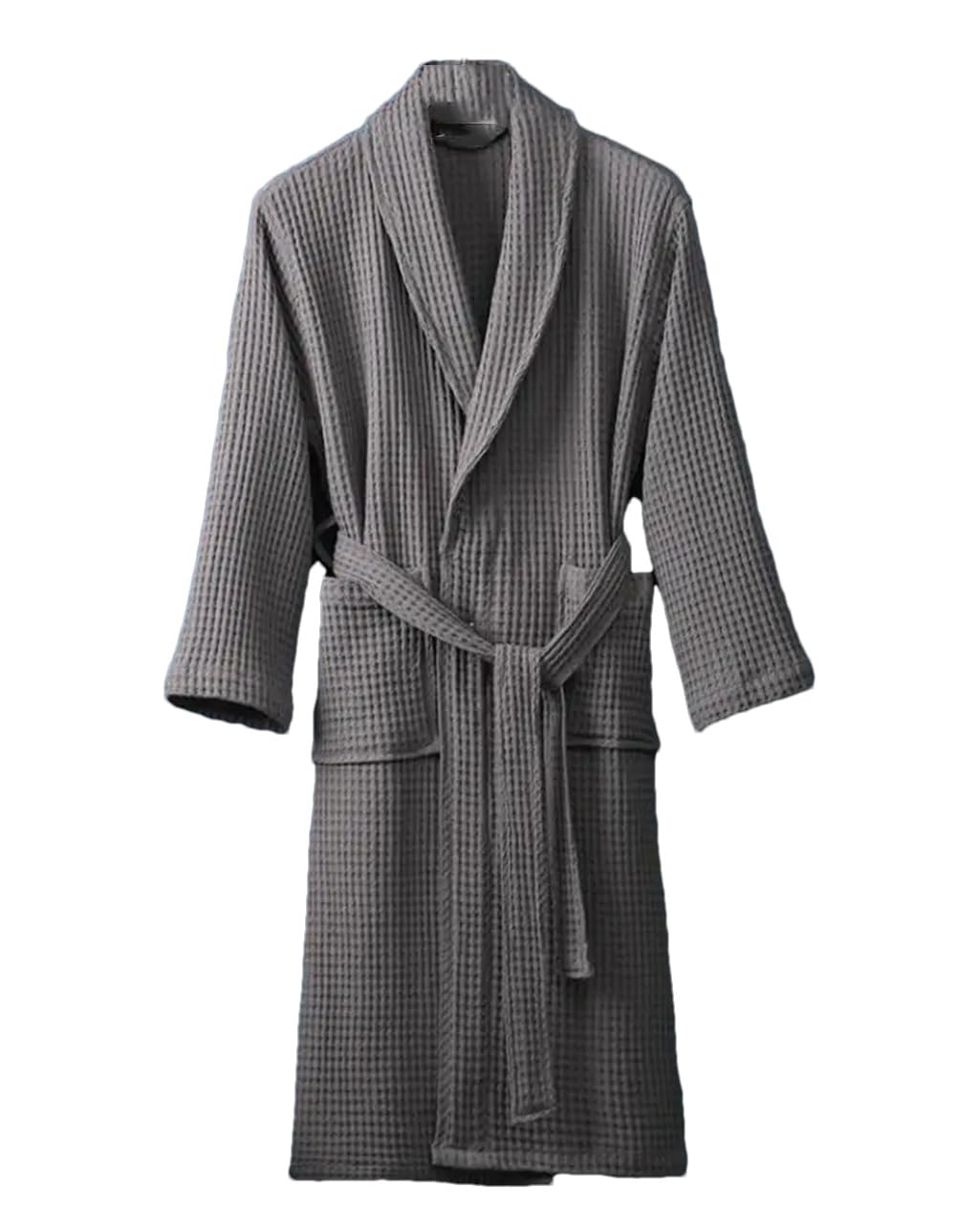 Albornoz de Hombre de Rizo, Albornoz de algodón Puro, Suave, Talla Grande, Albornoz Largo (Azul S) (Gris M)