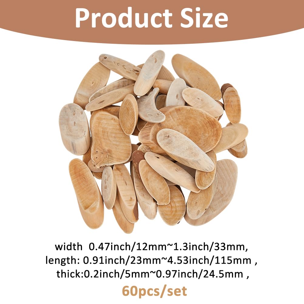 SUPERFINDINGS 300g Natural Driftwood Pieces DIY Dried Wood Sticks Oval Wooden Craft Slices Frames Wreath Surf Art Beach Decor for Crafting Card Making Embellishments Photo Props