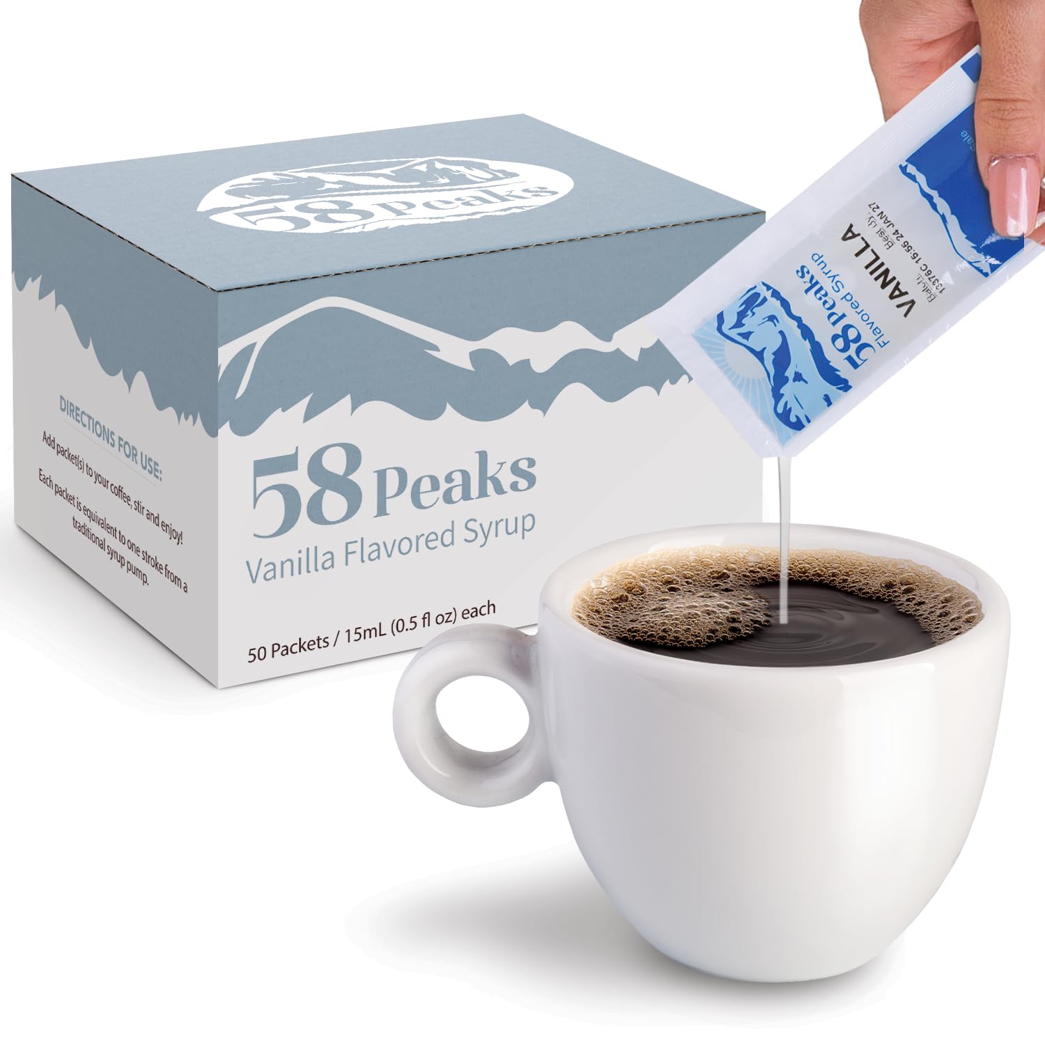 Amazon.com: 58Peaks Vanilla Coffee Syrup Packets for Travel & On