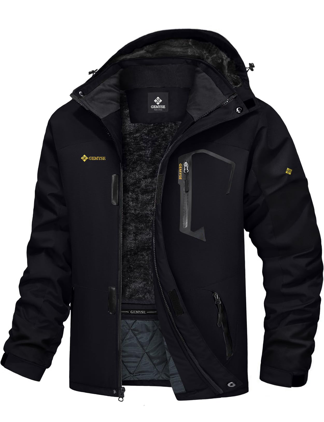 GEMYSE Chaqueta de Esquí Impermeable Hombre Abrigo Invierno Aire Libre Capucha