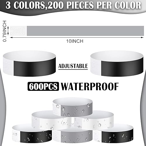 Vista 63 de Epakh 600 pulseras de papel de neón, impermeables, para eventos, ligeras, para conciertos, pulseras adhesivas de color neón para fiestas