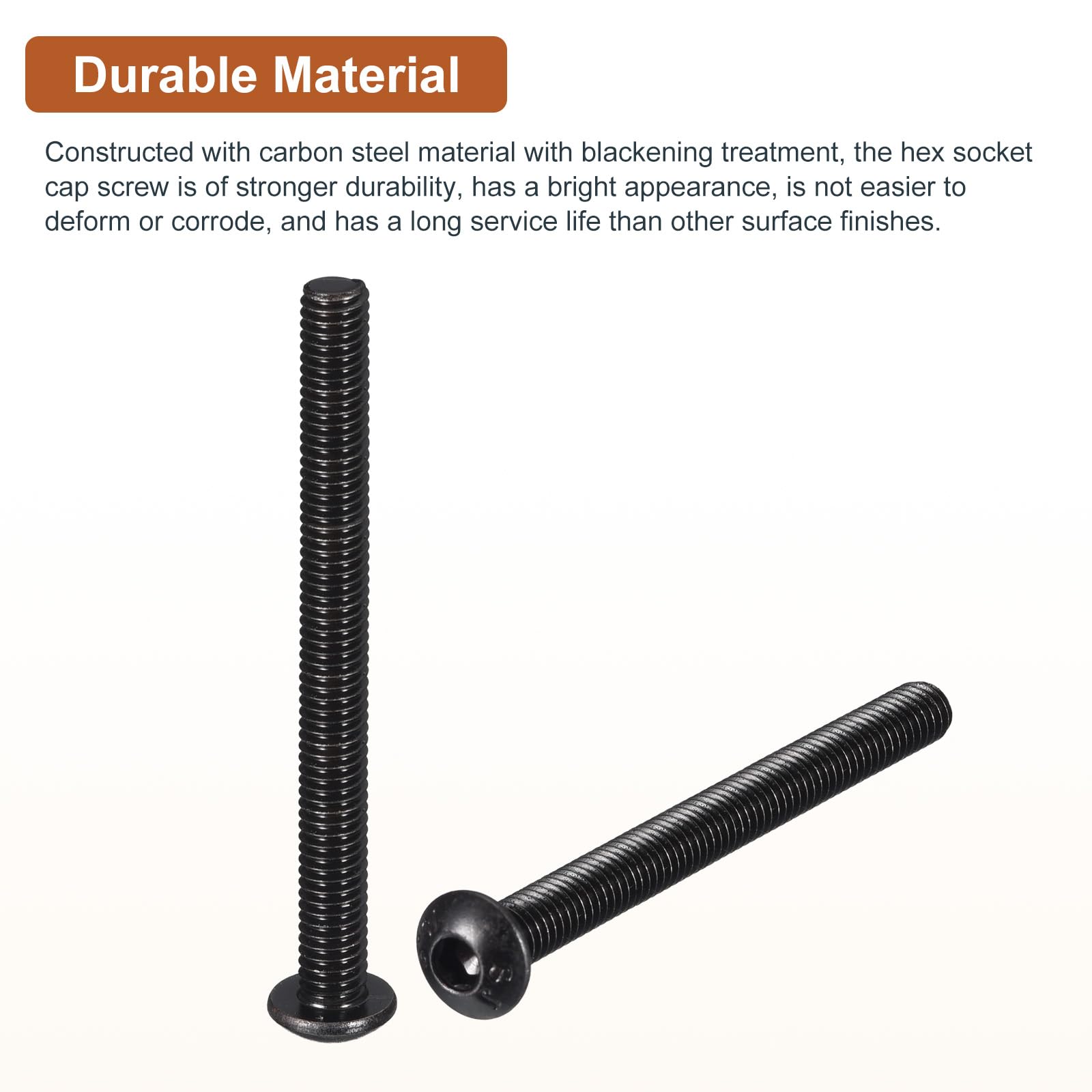 DTGN M4-0.7x50mm Button Head Socket Cap Screws - 25Pack - Good for Machine - Carbon Steel Black Oxide - Hex Drive Full Thread Fasteners - Image 3
