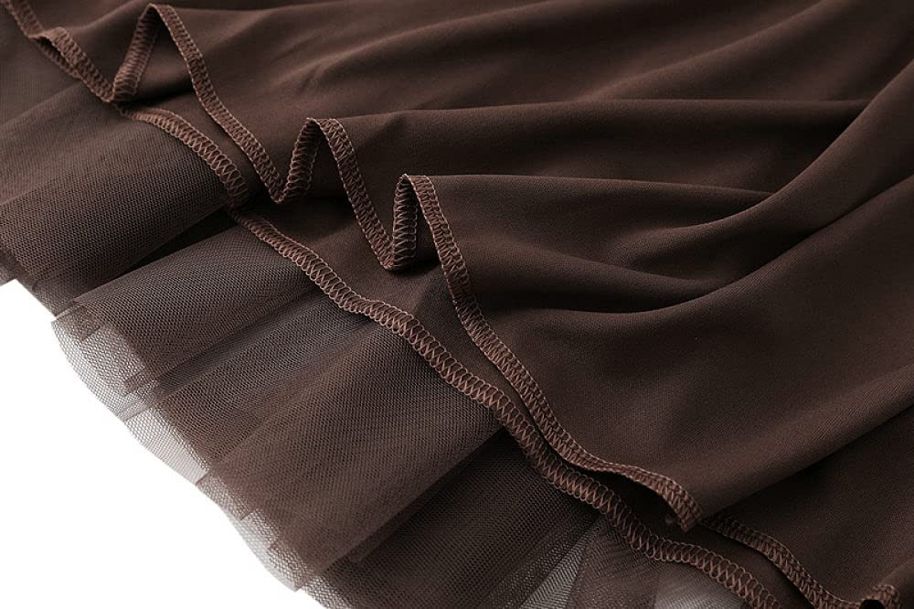 Gonna,Gonne Longuette A Vita Alta Vintage Tinta Unita Tulle A Strati Fluidi Moda Estiva Elegante Gonna In Rete A Trapezio Pieghettato Con Vita Elastica Per Ragazza Data Di Festa Festa Di Matrimonio
