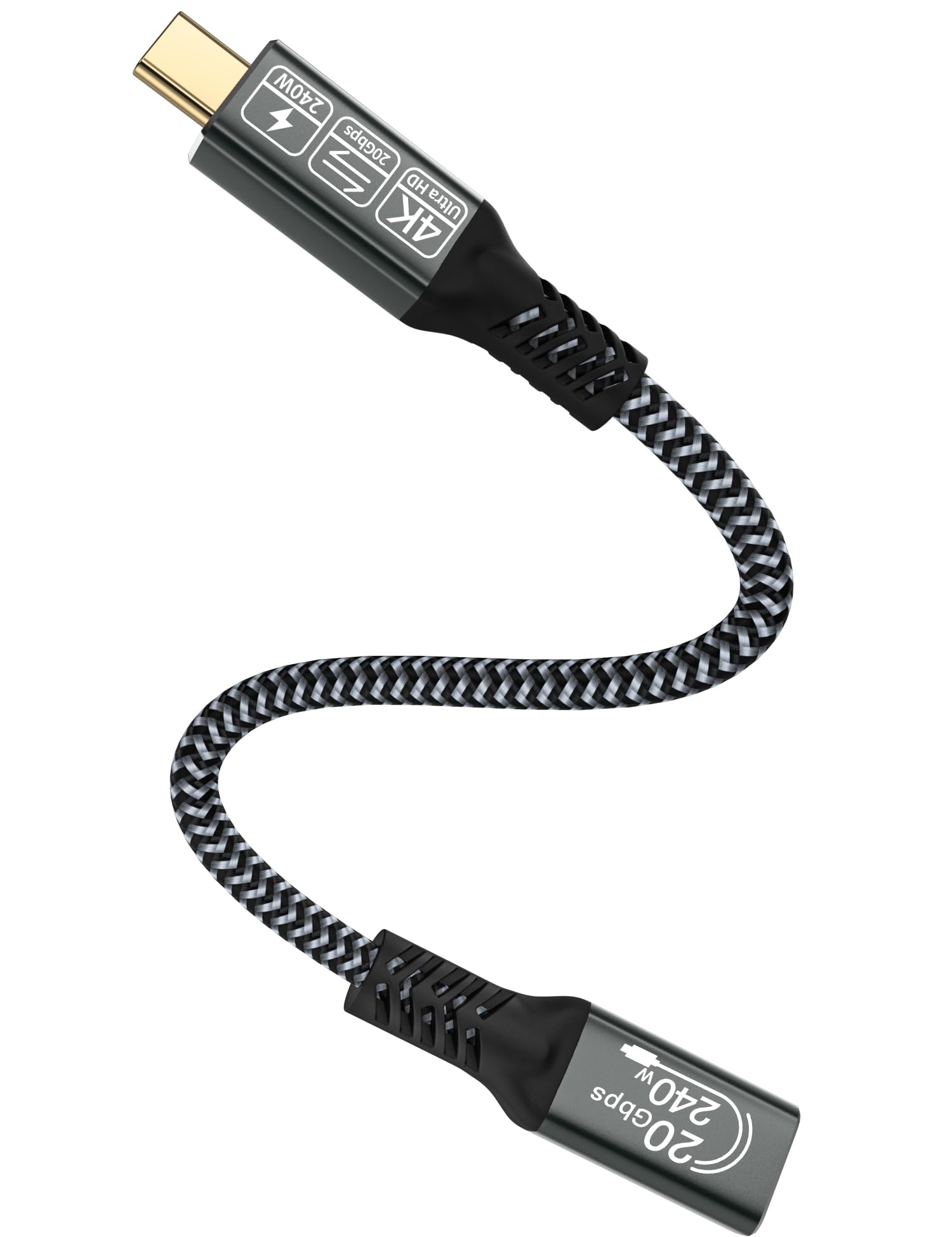 CAKOBLE Prolunga USB C 0.25M, Prolunga USB C Maschio Femmina prolunga usb 3.2, Supporta 20 Gpbs Sync 240 W 4K@60Hz di Ricarica per iPhone 16/15 Pro Max, MacBook Air/Pro, Pad, Galaxy S24/S23