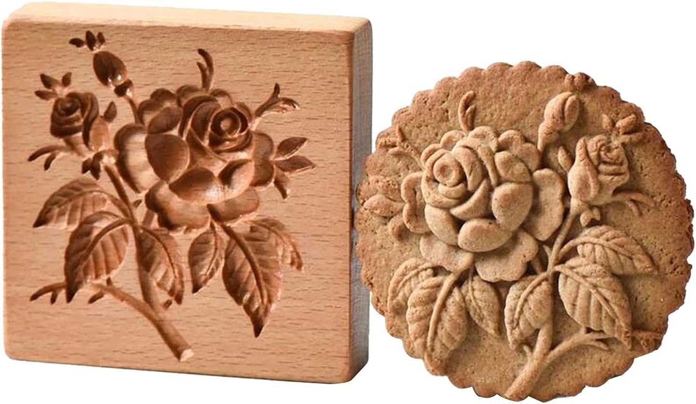 Keksausstecher, Keksformen aus Holz, Kekse, Keksausstecher mit Prägung, 3D-Backen, Keks-Dekorations-Backwerkzeug