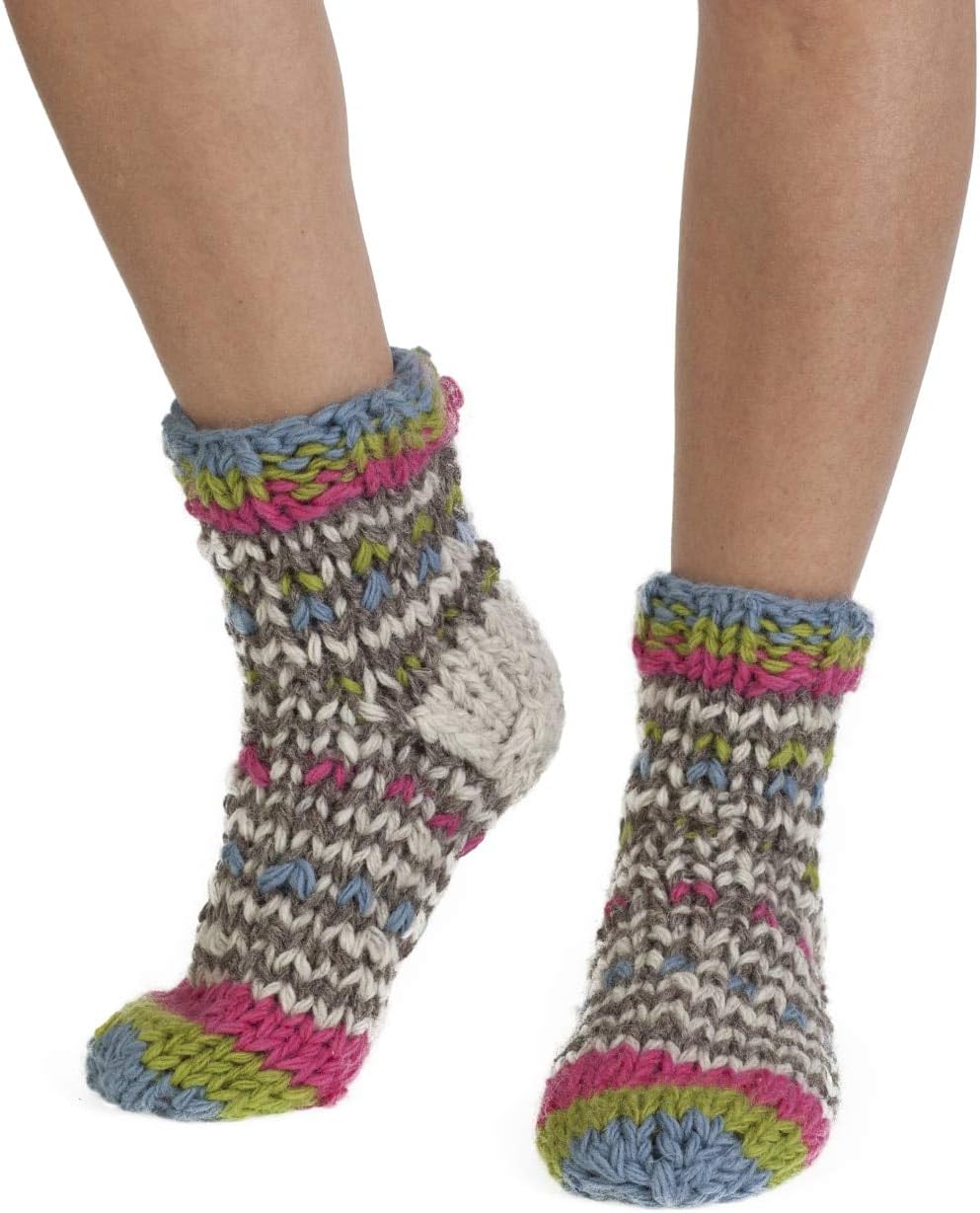 Arica warm handmade wool bed/sofa socks in grey | Pachamama Fairtrade