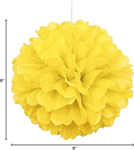 Miniatura 7 de XIKSXITN 12 pompones de papel de seda azul y amarillo para colgar, bolas de flores de papel para decoración de fiestas (8, 10 y 12 pulgadas)
