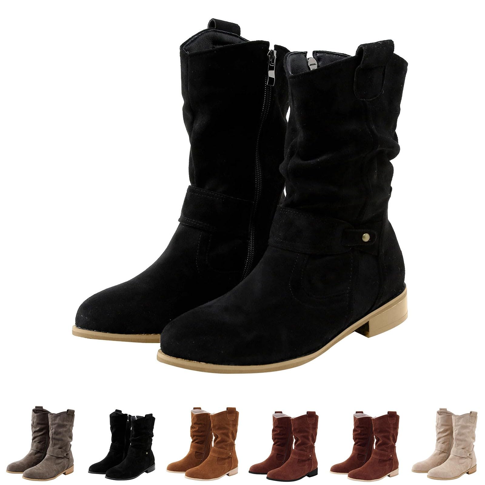 Stivali Donna Antiscivolo Stivaletti con Cerniera Comodo Eleganti Stivaletto Leggero Robusti Antivento Versatili Stivali da Pioggia Autunno Inverno Stivaletti per Neve Esterno Giardino e Trekking
