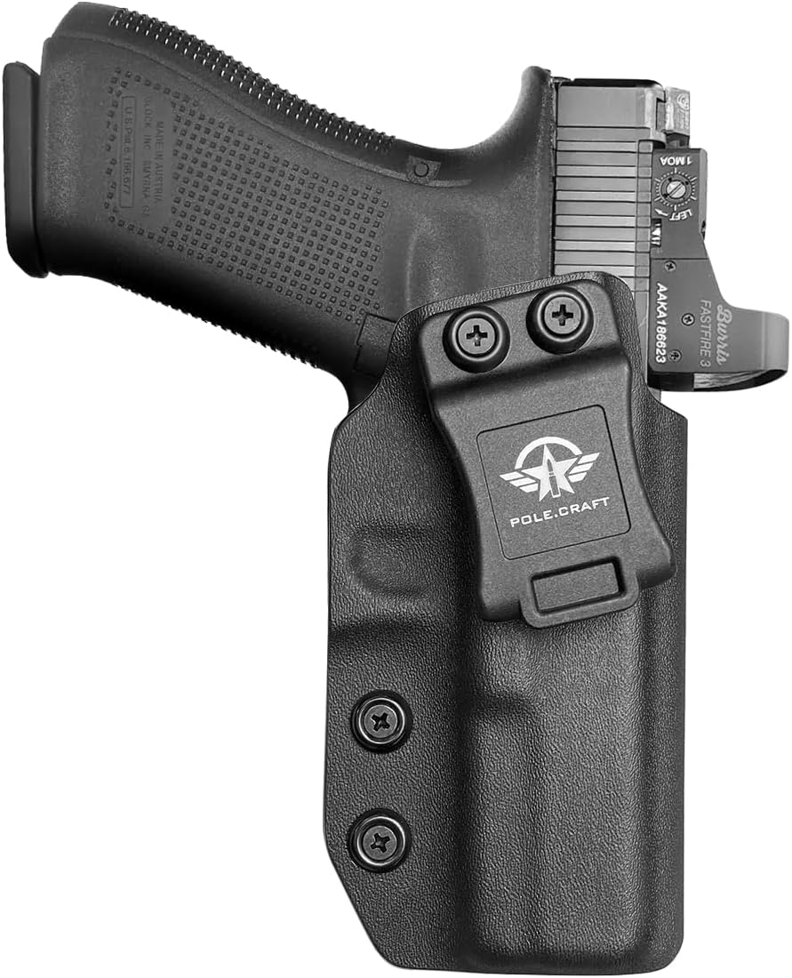 POLE.CRAFT IWB Kydex Holster Optics Cut Fits: Glock 19 MOS 19X 25 44 45 (Gen 1-5) & Glock 23 32 (Gen 3 4) - Glock 17 (Gen 1-5) / Glock 22 Glock 31 (Gen 3-4) Pistol - Inside Waistband Accessories
