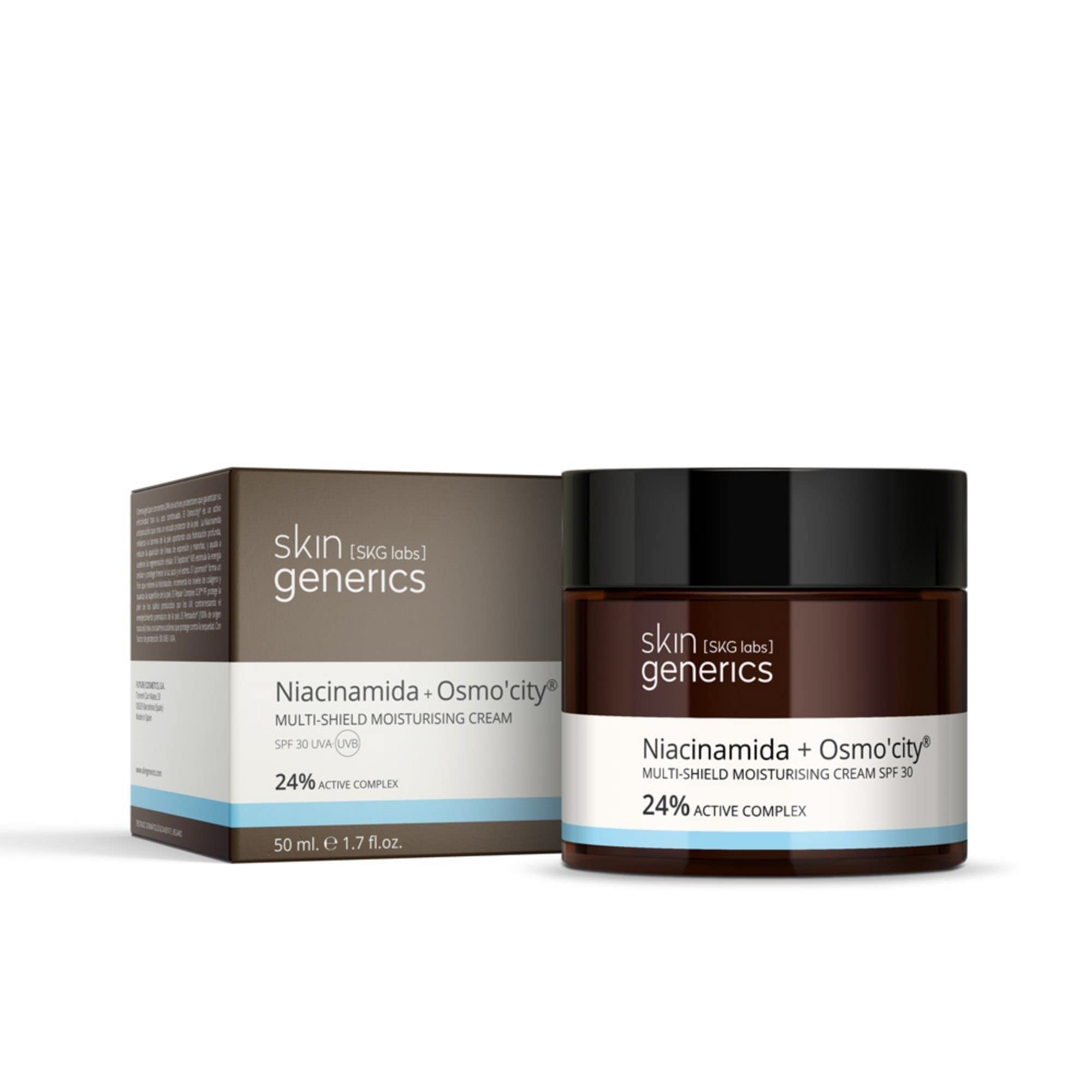 Skin Generics | Crema Facial Hidratante 50 ml | Crema Multi-Protección FPS30 Osmocity | 24% Complejo Activo | Hidratación Profunda Anti-Polución | Crema Facial Mujer | Protección Frente a la Luz Azul