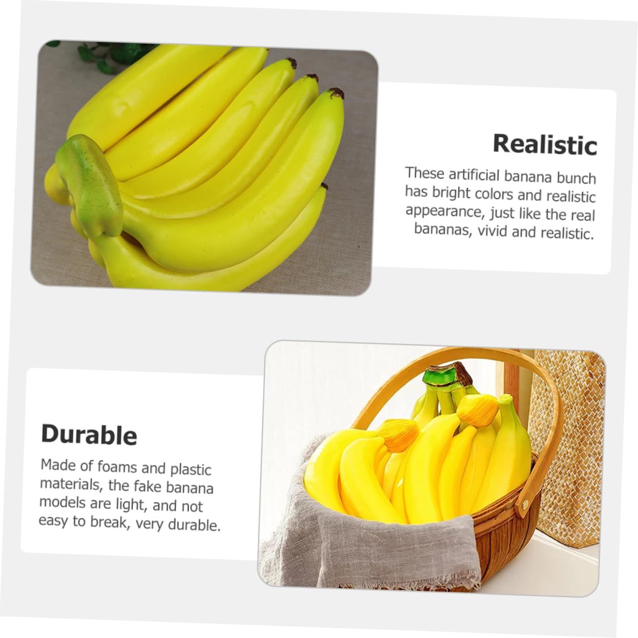 Zerodeko 3 Mazzi Di Banane Artificiali Banane Finte in Schiuma Per Esposizione Ristorante Di Frutta Realistico