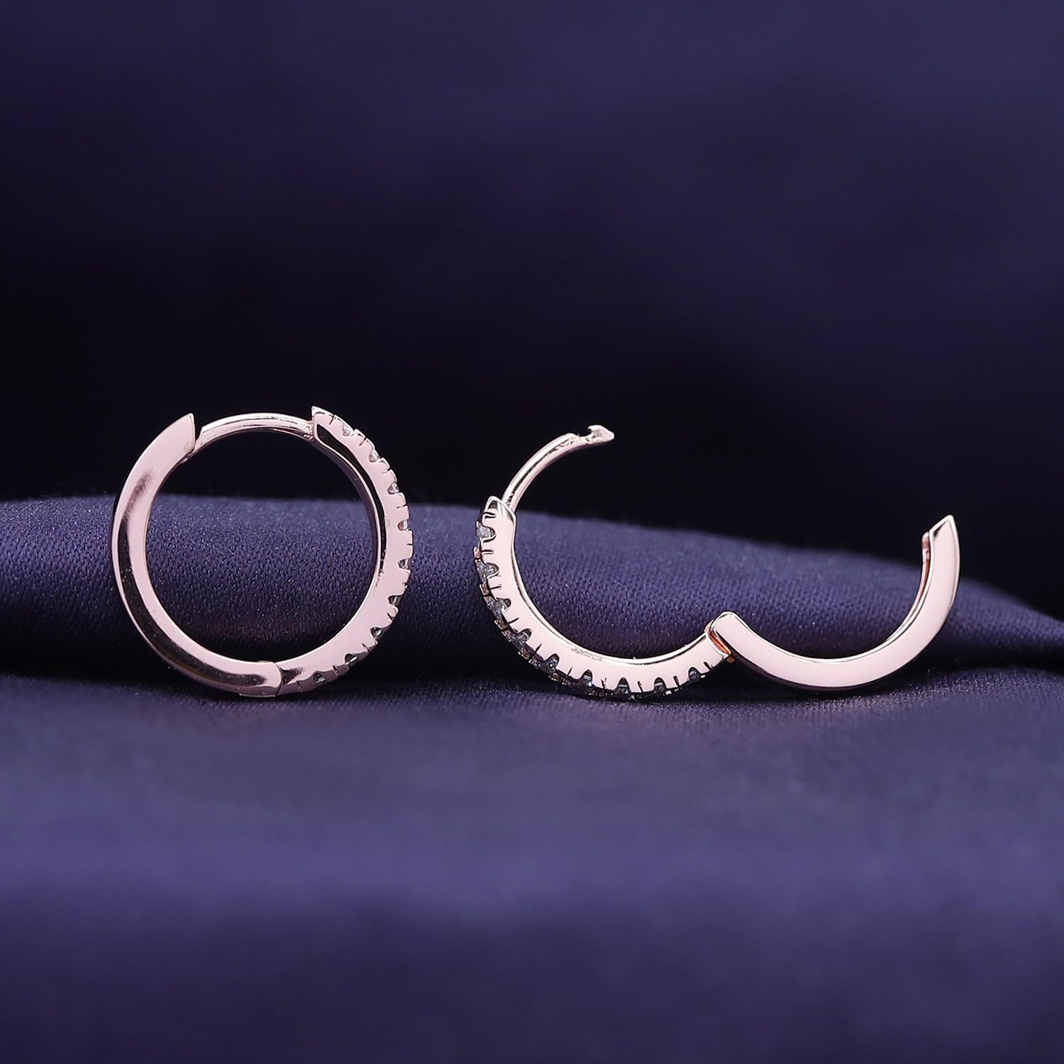 Huggie Hoop Earrings for Women with Round Lab Created Moissanite Dainty Cartilage Earrings in 18K Gold Plated Jewelry