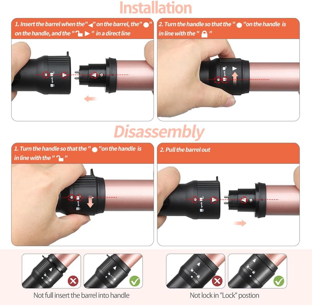 4 in 1 Curling Iron with Interchangeable Ceramic Barrels (0.35"-1.25"), Curling Wand Set with Flat Iron Hair Straightener, Dual Voltage Hair Curler, 2 Temps Fast Heat Hair Waver Curler