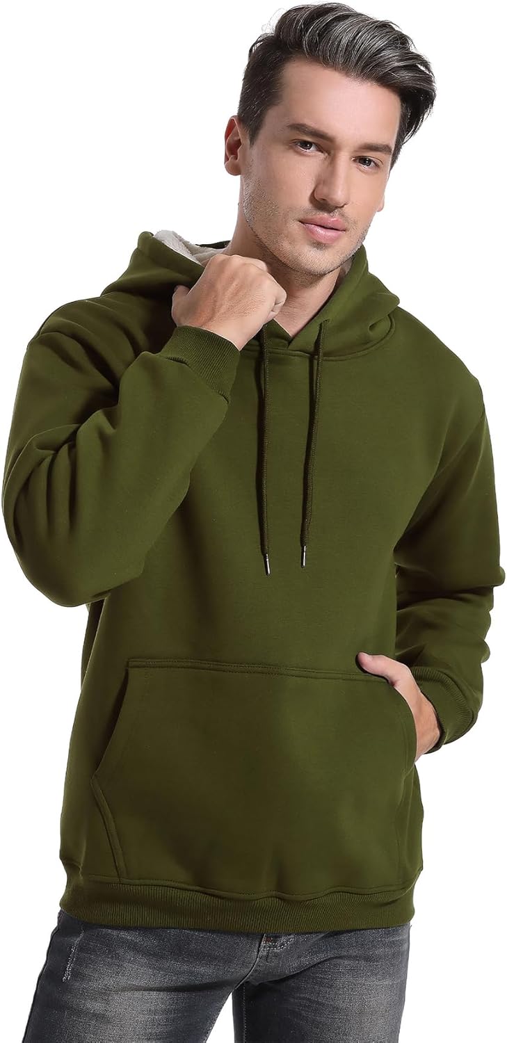 Kissonic Men's Fleece Hoodie Pullover Long Sleeve Sherpa Lined Warm Hooded Sweatshirt - Image 2
