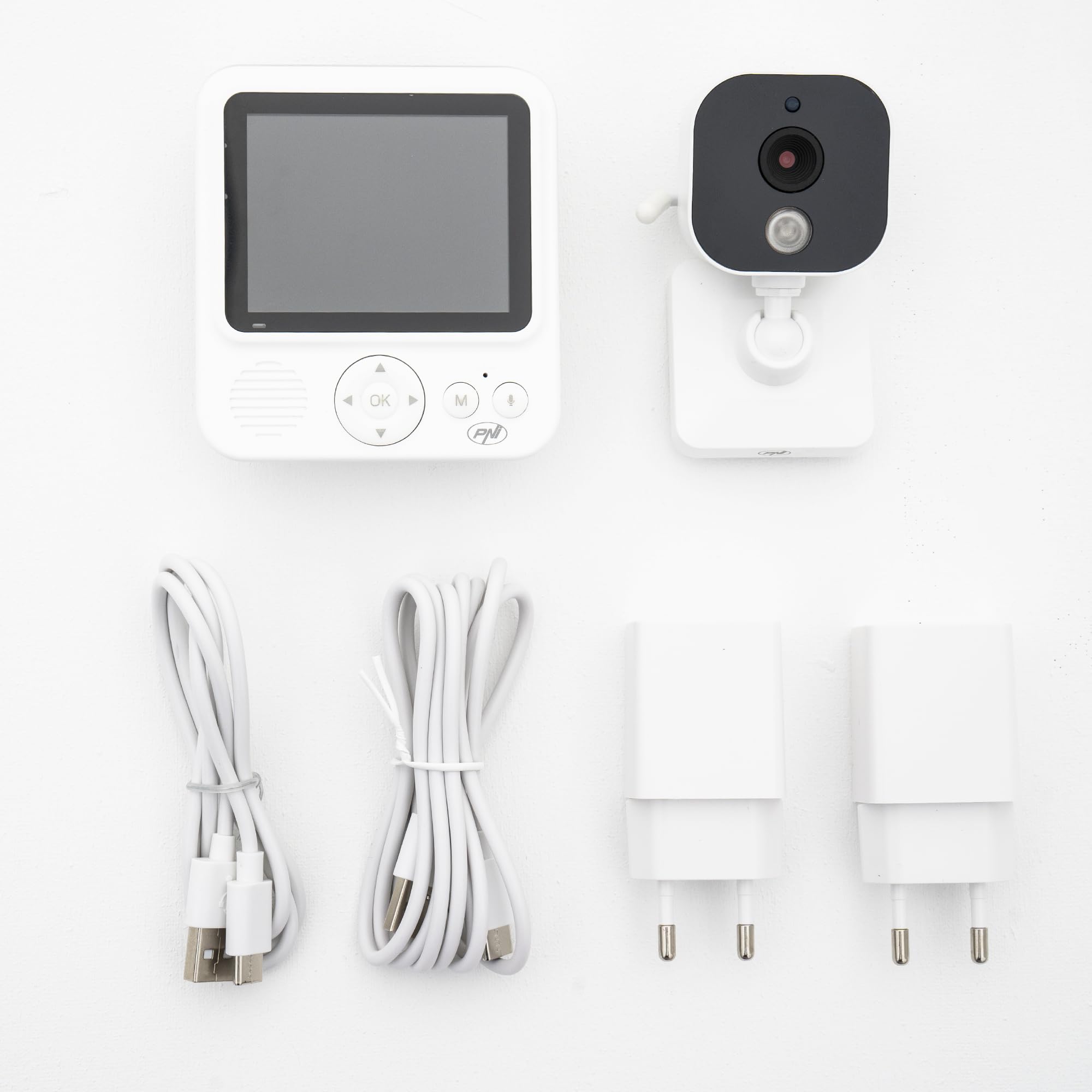 PNI Monitor de Video para bebé BM280 Pantalla de 2.8 Pulgadas inalámbrico 2.4 GHz, Sensor de Temperatura, VOX, visión Nocturna, función de Zoom, Canciones de Cuna