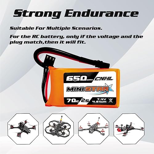 Miniatura 5 de CNHL Batería Lipo de 650mAh 7.4v 2s 70C con enchufe XT30 para 120 tamaño FPV Torrent 110 Inductrix FPV Racing Drone como EMAX Tinyhawk 2 Tiny Whoop