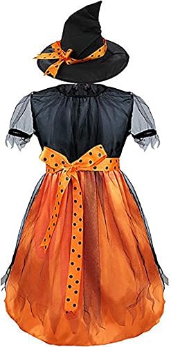 Miniatura 4 de JIFRE Cute Children Halloween Orange Witch Costume for Girls, Toddler Infant Baby Halloween Costume Outfit Cosplay