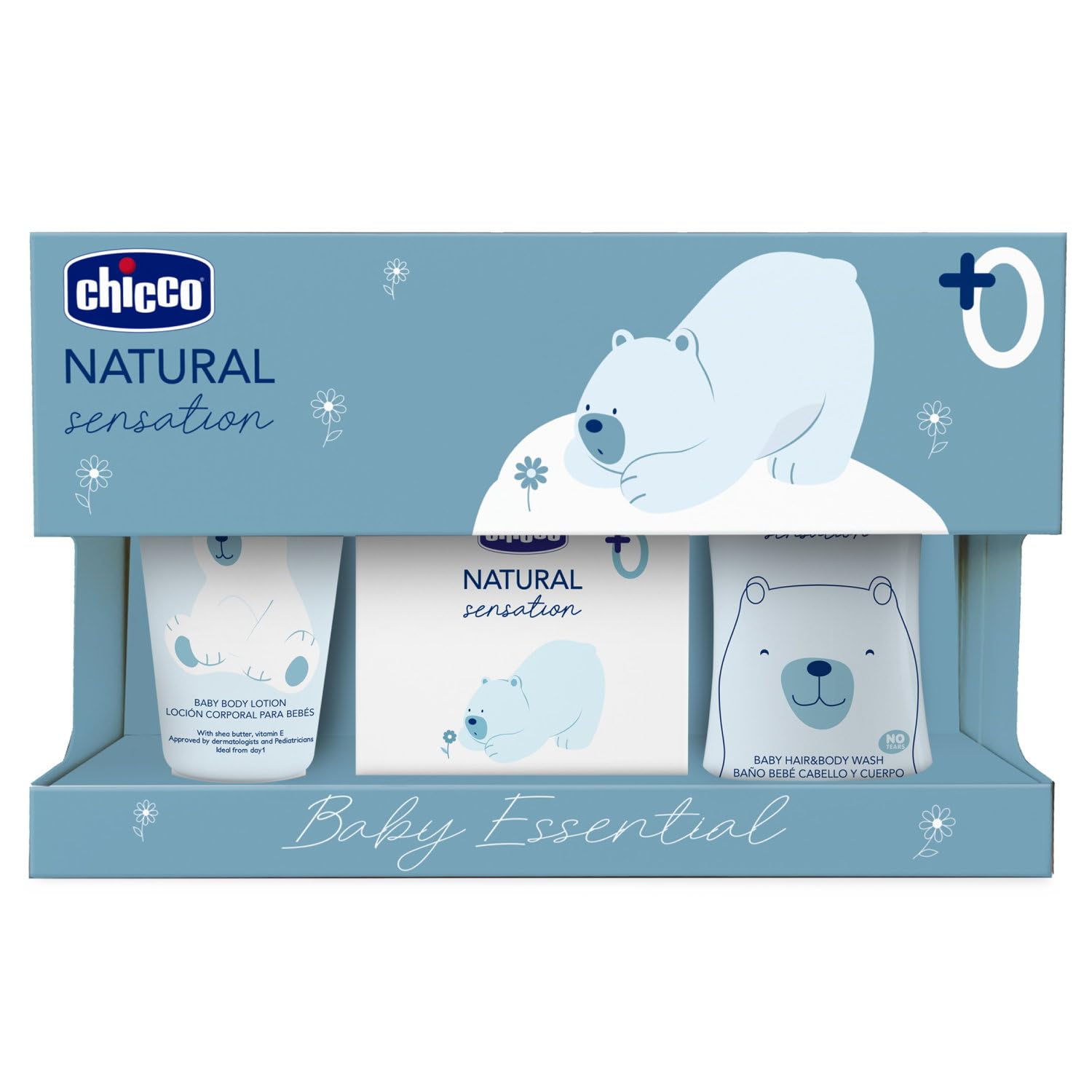 CHICCO Natural Sensation - Set 3: 1 Shampoo & Body Bath - No Tears 200 ml, 1 Body Lotion 150 ml, 1 Fragrance Water 100 ml