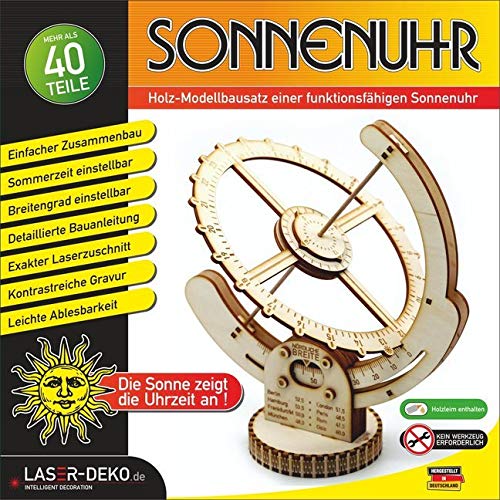 Reloj de sol en kit de modelismo de madera detallado y funcional