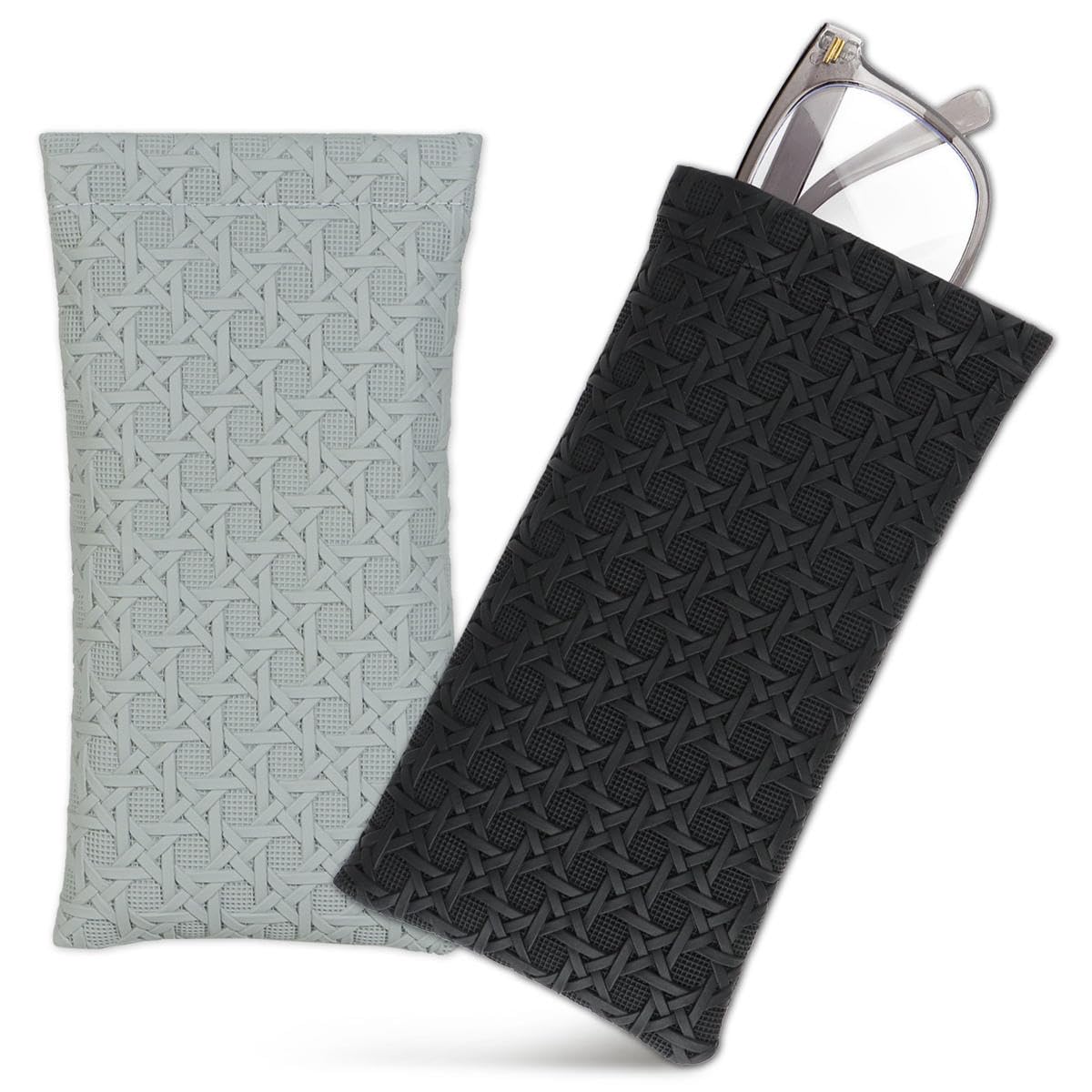 COLOFALLA 2pcs Fundas de Gafas Blanda Fundas Gafas de Sol Portátil Estuche de Gafas Cuero Suaves Fundas de Gafas para Mujer Hombre