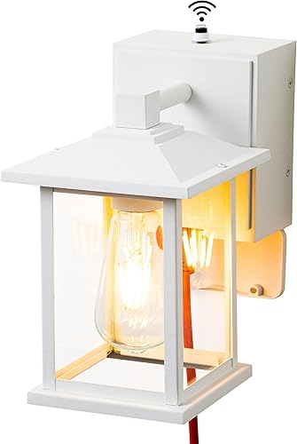 Luces exteriores con salida GFCI, luces de porche delantero del atardecer al amanecer, lámpara exterior impermeable, aplique de pared blanco mate