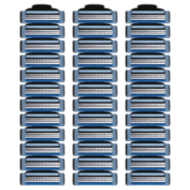 36 Blades Replacement Parts for GL-Mach 3 Style Razors (Blue), Wet Razors Men's Blades Value Packs