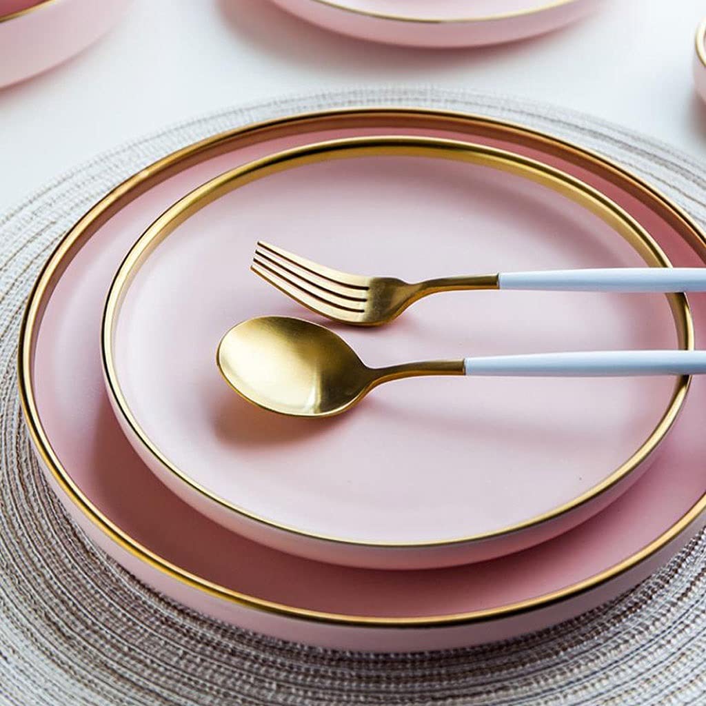 Piatti da Porzione per Brunch Placca da pranzo in ceramica da 10,12 pollici Elegante piastra dessert rotonda opaco for insalata di pasta bistecca e suisishi, lavastoviglie a microonde cassaforte Per A