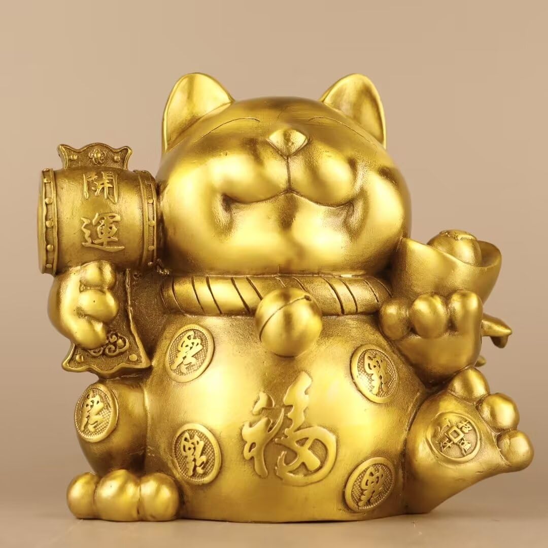 Dytartzx Pure copper Lucky Cat statue Lucky Cat Home shop checkout decor Wealth and good luck