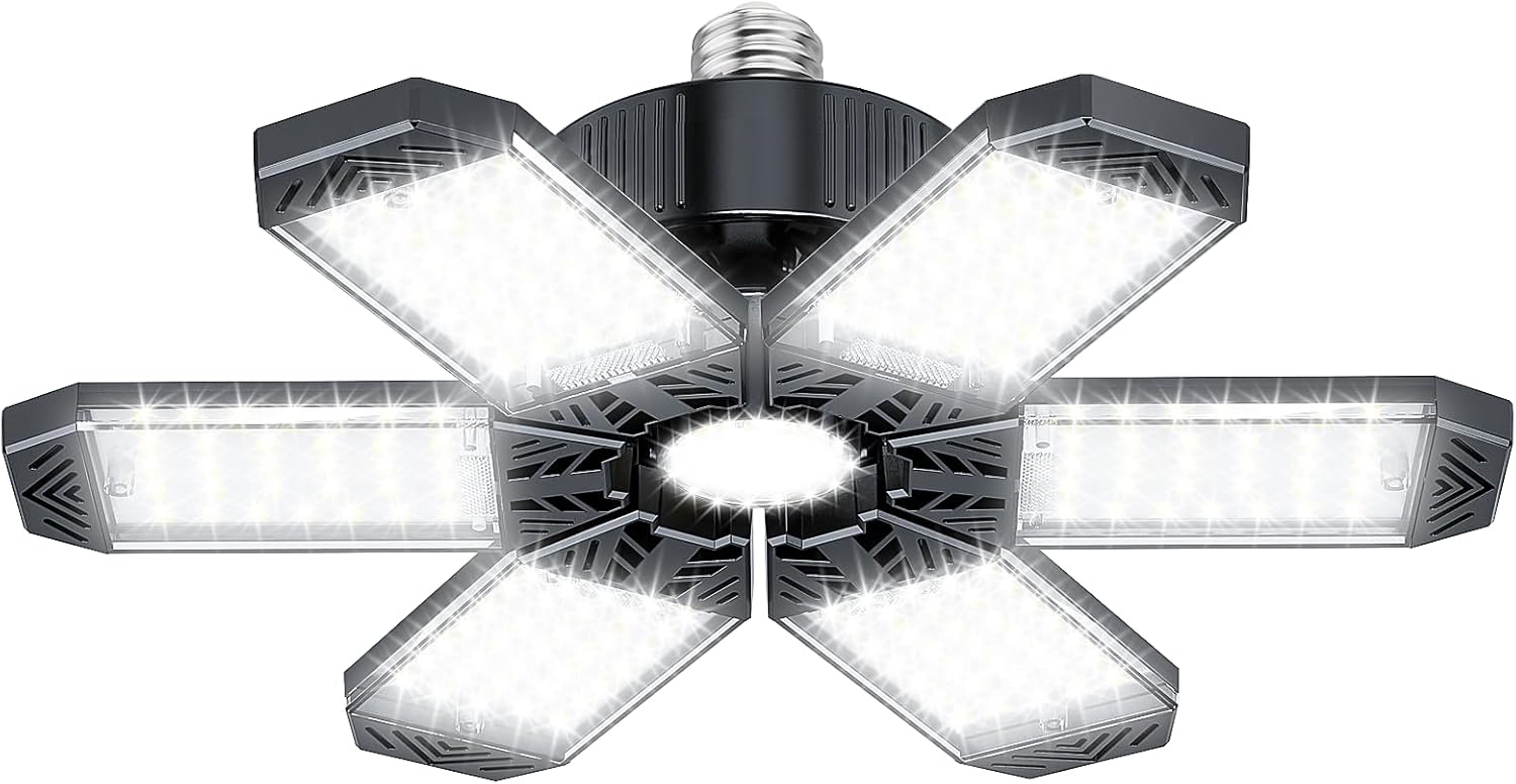 XINGHUANLIT Garage Lighting LED 33W 3300LM 6500K LED Garage Lights with 6+1 Adjustable Panel