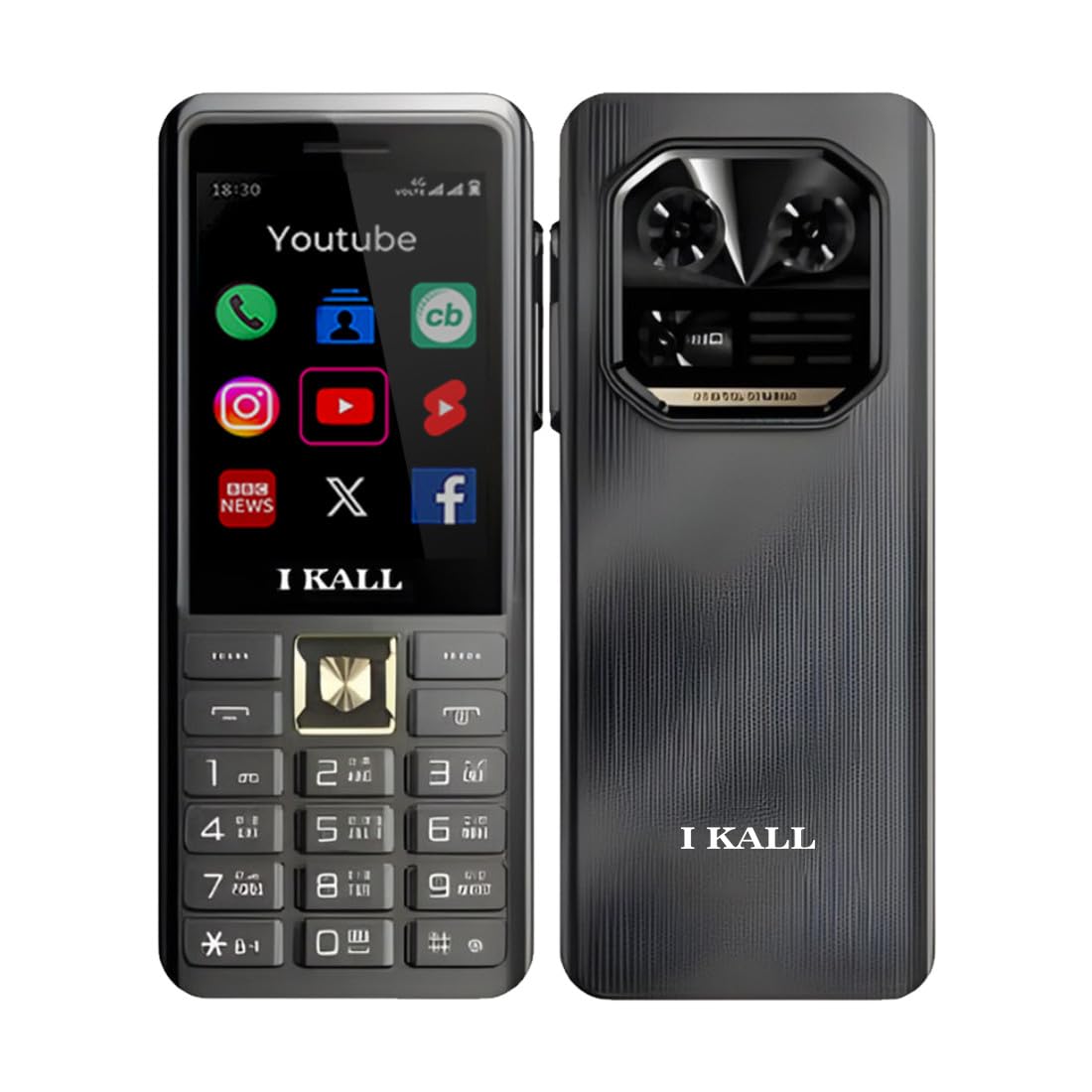 ikall i3 4g keypad mobile phone | 2.4-inch display | 2500mah battery | type-c charging | dual sim | fb & utube support (black)