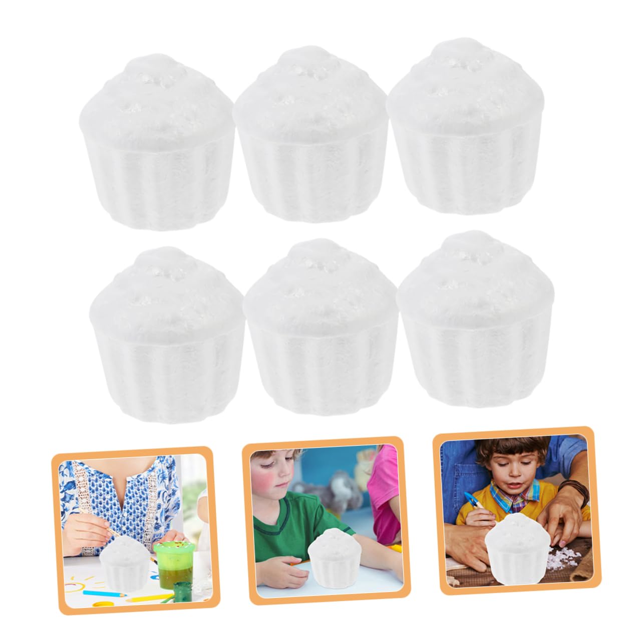 DOITOOL Lot de 6 Blocs de Mousse Blanc pour Décoration de Gâteau Détails Délicats et Surface Lisse, pour Accessoires de Fête et Activités Parent-garçon et Filles