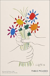 パブロピカソポスターカラープリント抽象壁アートライン写真《平和の花束》パブロピカソキャンバス絵画家の装飾30x50cm額装なし