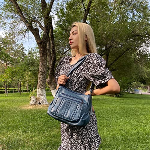 Image of ELDA Purses for Women Pocketbooks Soft PU Leather Ladies Crossbody Purse Multi Pocket Shoulder Bag