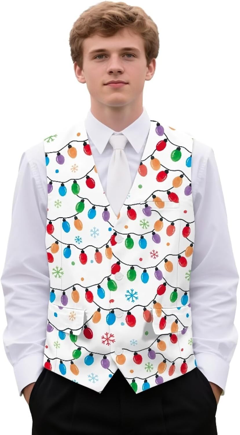 INSTANTARTS Men's Vest Jacket Sleeveless Vest for Men Casual with Pockets V Neck Waistcoat Casual Vests Fashion